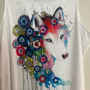 Plus Size Women’s LIKEYI Colorful Wolf Tank Top